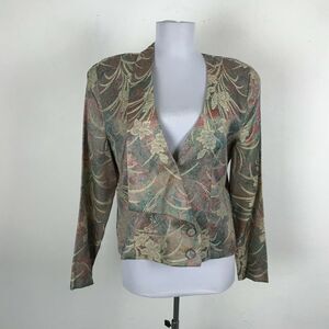 Vintage 1980s Pantagis Blazer Size L Multicolor Floral Artsy Long Sleeve Woven‎